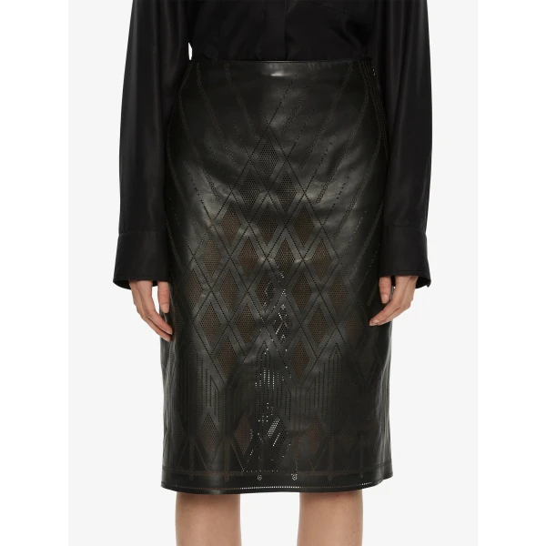 Christopher Esber Perforated Leather Skirt in Black | Skirts | Luxury Shoes 