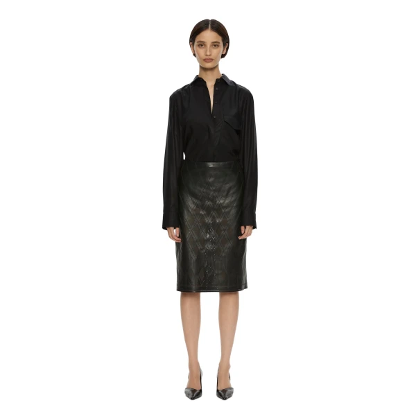 Christopher Esber Perforated Leather Skirt in Black | Skirts | Luxury Shoes 