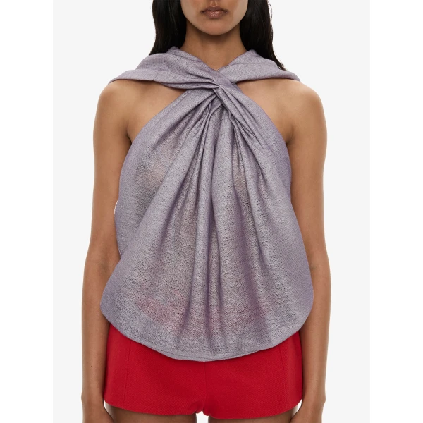 Christopher Esber Piled Hooded Top in Faded Lilac | Tops | Luxury Shoes 