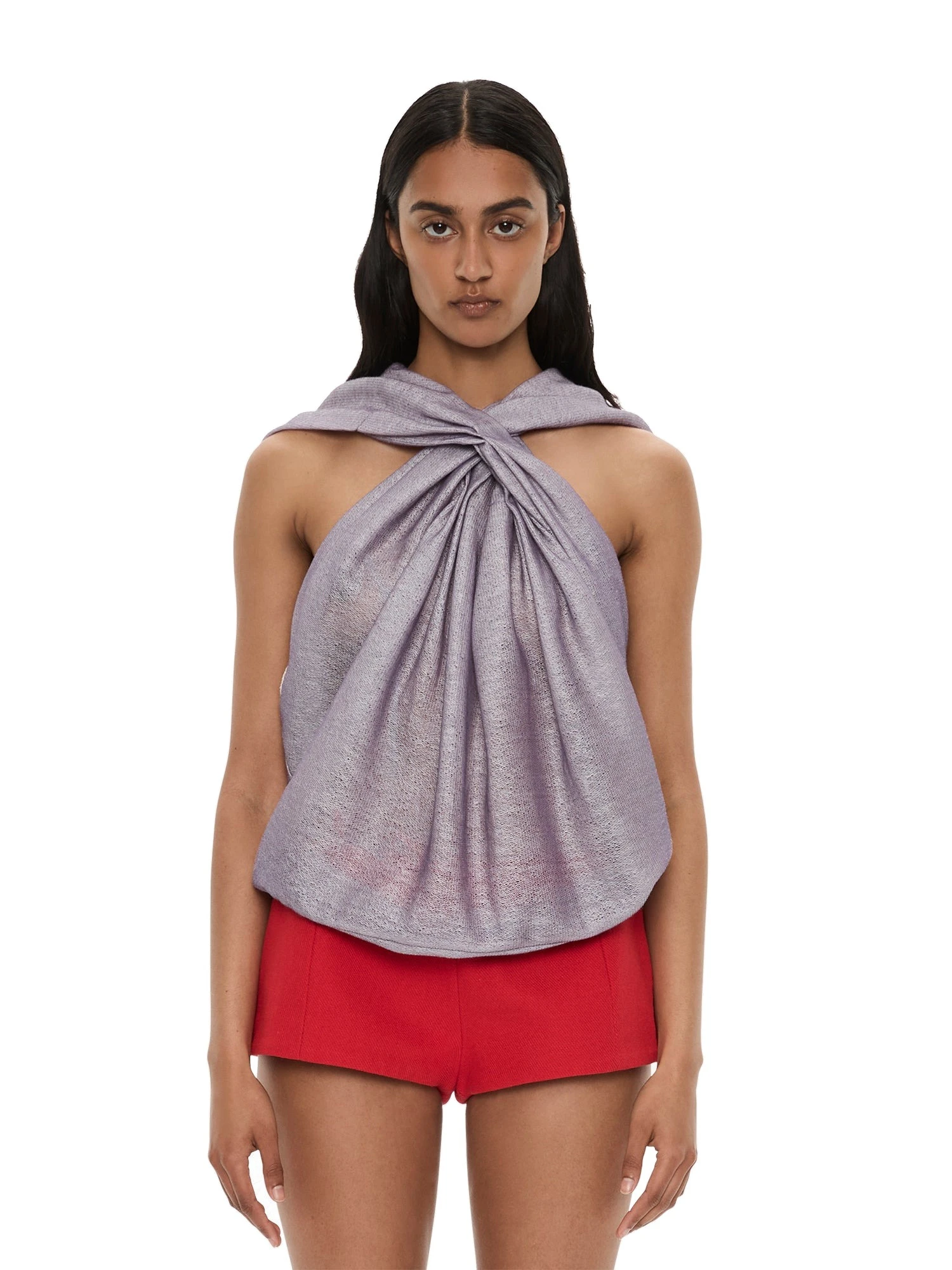 Christopher Esber Piled Hooded Top in Faded Lilac Christopher Esber Piled Hooded Top in Faded Lilac | Tops | Luxury Shoes