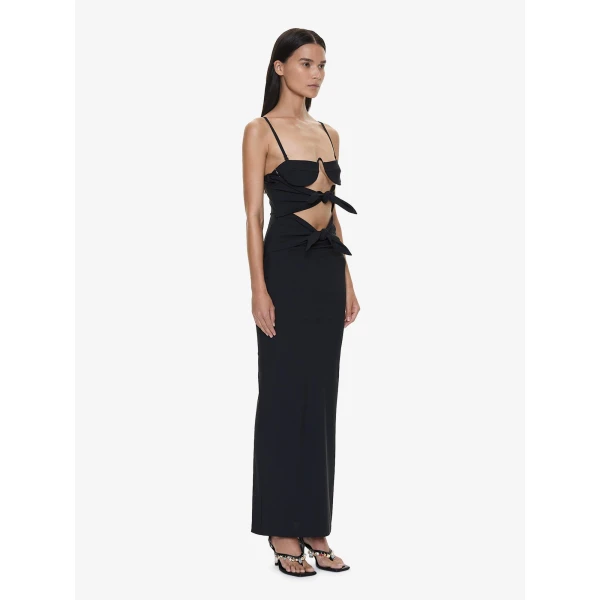 Christopher Esber Porto Tie Lycra Dress in Black | Maxi Dresses | Luxury Shoes 