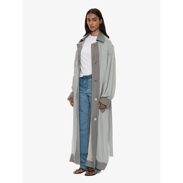 Christopher Esber Retract Tailored Duster Coat in Slate Stripe | Coats | Luxury Shoes 