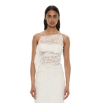 Christopher Esber Reverie Floating Lace Cami in White | Camisoles | Luxury Shoes 