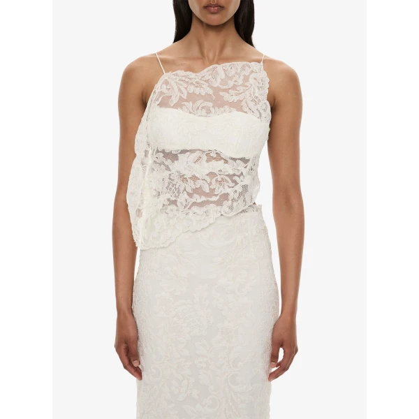 Christopher Esber Reverie Floating Lace Cami in White | Camisoles | Luxury Shoes 
