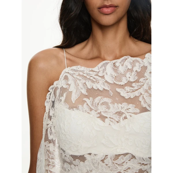 Christopher Esber Reverie Floating Lace Cami in White | Camisoles | Luxury Shoes 