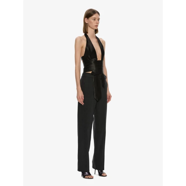 Christopher Esber Reyer Satin Tie Top in Black | Tops | Luxury Shoes 