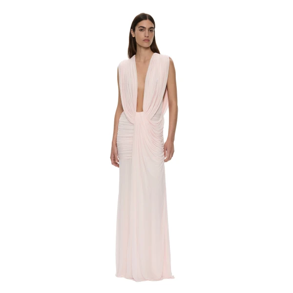 Christopher Esber Ripple Drape Gown in Airbag Pink | Evening Gowns | Luxury Shoes 