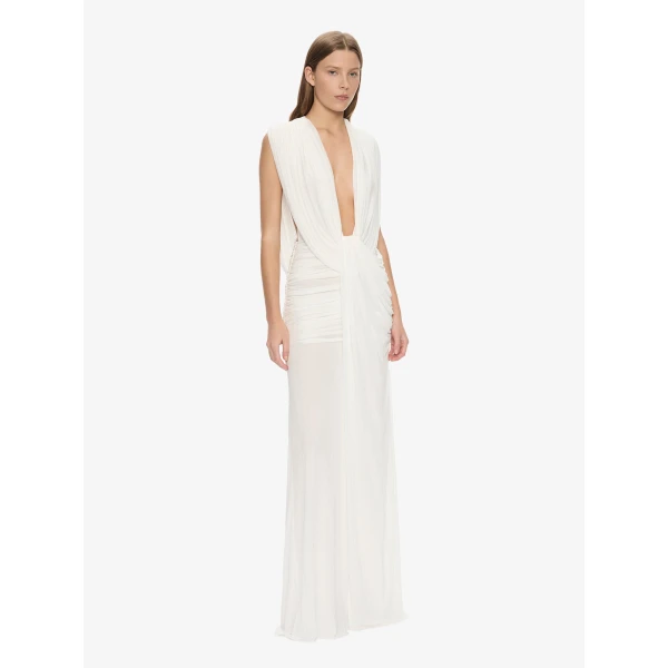 Christopher Esber Ripple Drape Gown in White | Evening Gowns | Luxury Shoes 