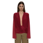 Christopher Esber Ripple Drape Long Sleeve Top in Wine | Long Sleeve | Luxury Shoes 