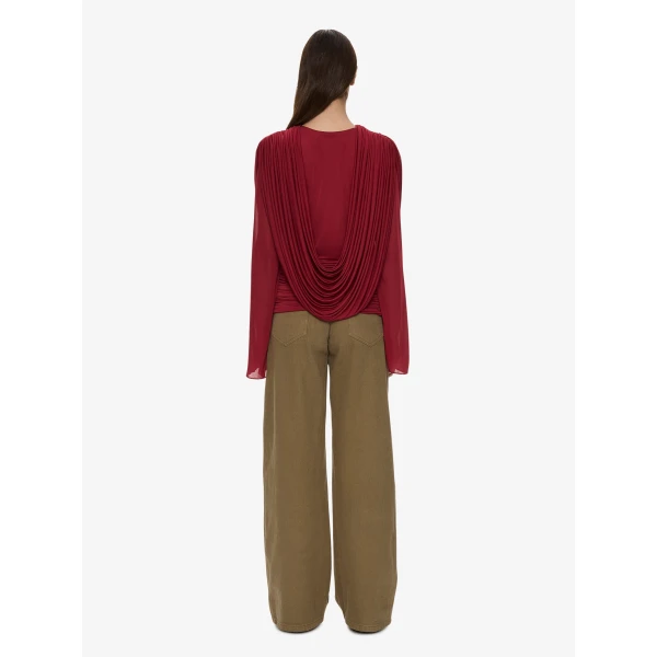 Christopher Esber Ripple Drape Long Sleeve Top in Wine | Long Sleeve | Luxury Shoes 