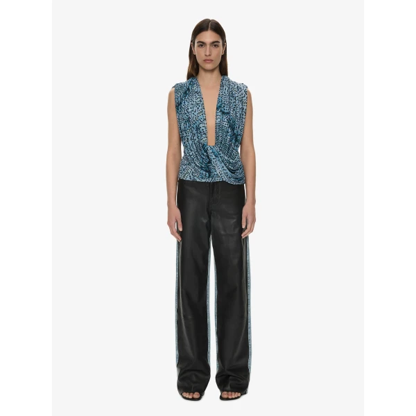 Christopher Esber Ripple Drape Top in Feathered Petrol | Tops | Luxury Shoes 