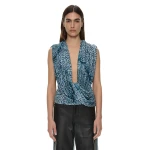 Christopher Esber Ripple Drape Top in Feathered Petrol | Tops | Luxury Shoes 