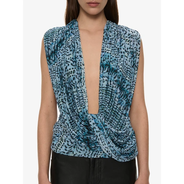 Christopher Esber Ripple Drape Top in Feathered Petrol | Tops | Luxury Shoes 