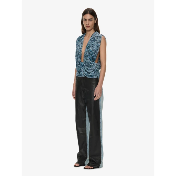 Christopher Esber Ripple Drape Top in Feathered Petrol | Tops | Luxury Shoes 