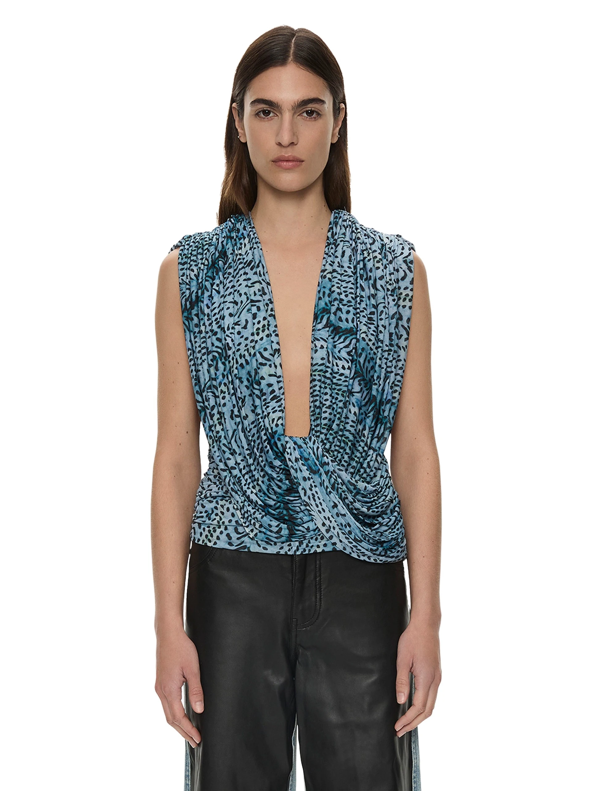 Christopher Esber Ripple Drape Top in Feathered Petrol Christopher Esber Ripple Drape Top in Feathered Petrol | Tops | Luxury Shoes