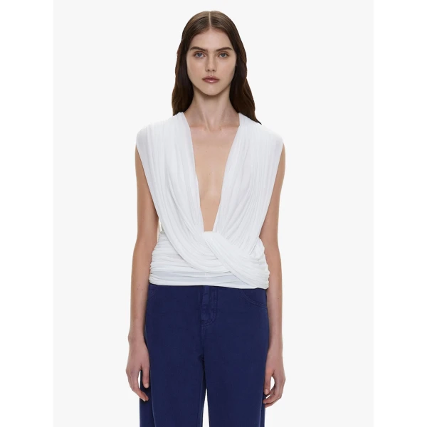 Christopher Esber Ripple Drape Top in White | Tops | Luxury Shoes 