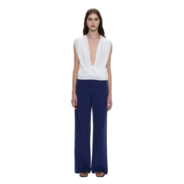 Christopher Esber Ripple Drape Top in White | Tops | Luxury Shoes 