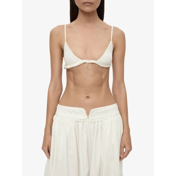 Christopher Esber Rolled Up Bralette in White | Bikini | Luxury Shoes 