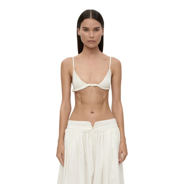 Christopher Esber Rolled Up Bralette in White | Bikini | Luxury Shoes 