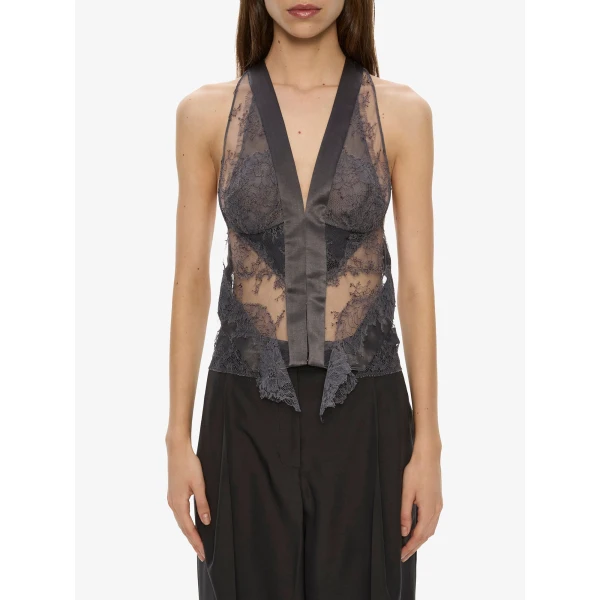 Christopher Esber Rowan Sateen Cuffed Trouser in Dark Smoke | Pants | Luxury Shoes 