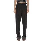 Christopher Esber Rowan Sateen Cuffed Trouser in Dark Smoke | Pants | Luxury Shoes 