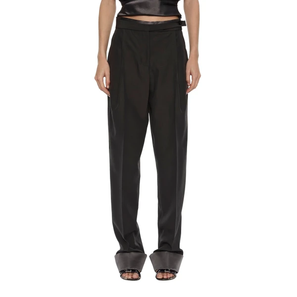 Christopher Esber Rowan Sateen Cuffed Trouser in Dark Smoke | Pants | Luxury Shoes 