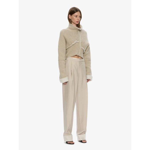 Christopher Esber Rowan Sateen Cuffed Trouser in Silver | Pants | Luxury Shoes 