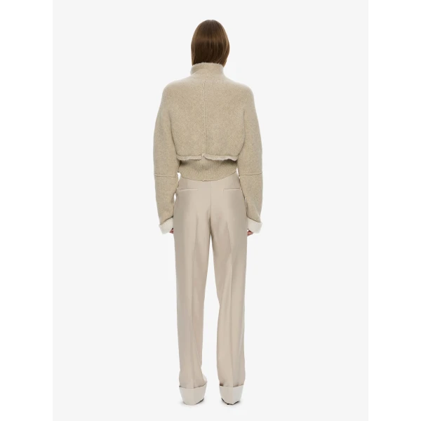 Christopher Esber Rowan Sateen Cuffed Trouser in Silver | Pants | Luxury Shoes 