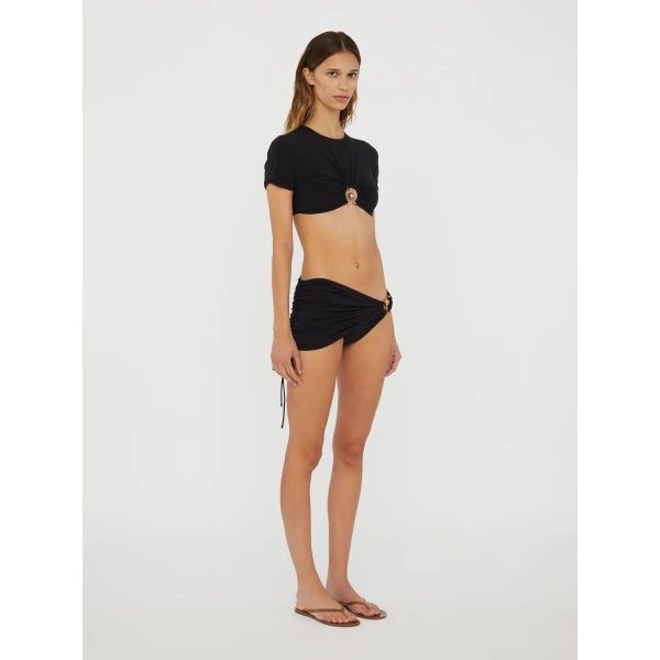 Christopher Esber Ruched Orbit Crop Swim Tee in Black | Bikini | Luxury Shoes 