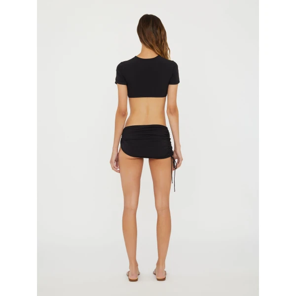 Christopher Esber Ruched Orbit Crop Swim Tee in Black | Bikini | Luxury Shoes 