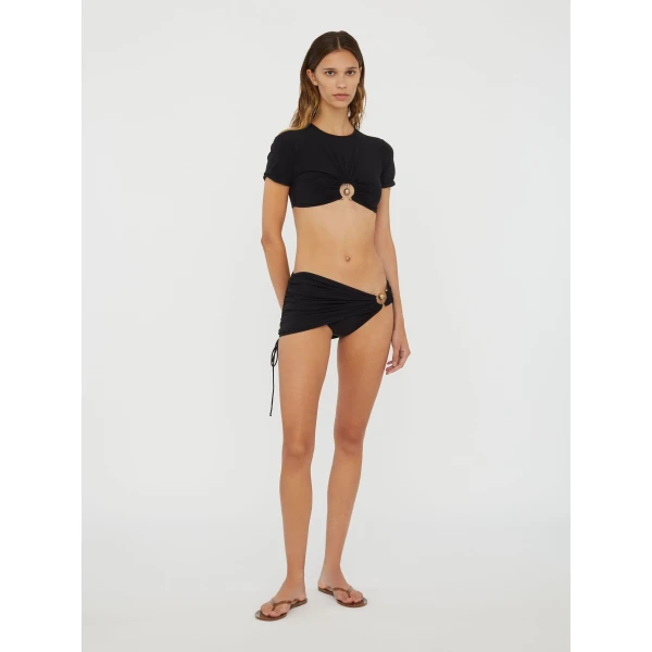 Christopher Esber Ruched Orbit Crop Swim Tee in Black | Bikini | Luxury Shoes 