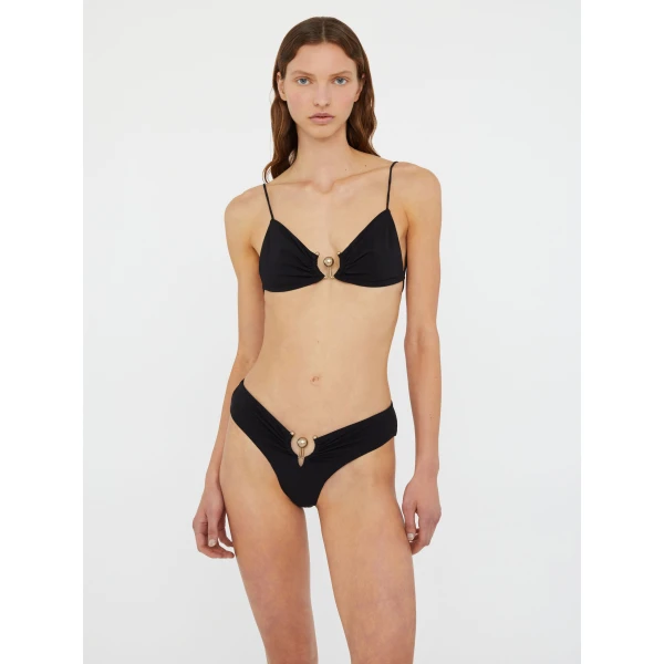 Christopher Esber Ruched Orbit High Brief in Black | Bikini | Luxury Shoes 