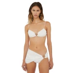 Christopher Esber Ruched Orbit Miniscule Bikini Top in White | Bikini | Luxury Shoes 