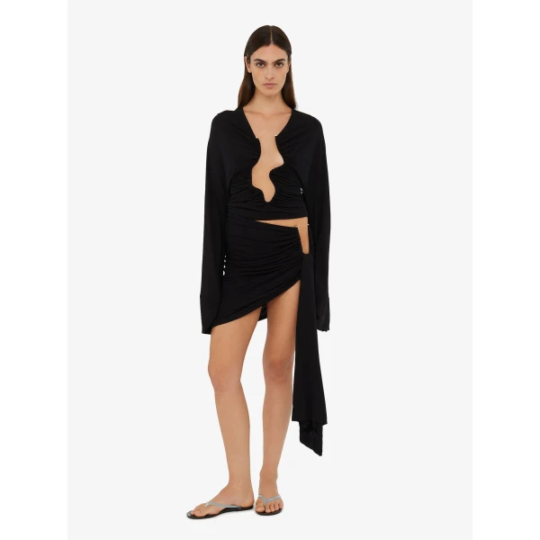Christopher Esber Salacia Ruched Long Sleeve Top in Black | Long Sleeve | Luxury Shoes 