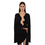 Christopher Esber Salacia Ruched Long Sleeve Top in Black | Long Sleeve | Luxury Shoes 