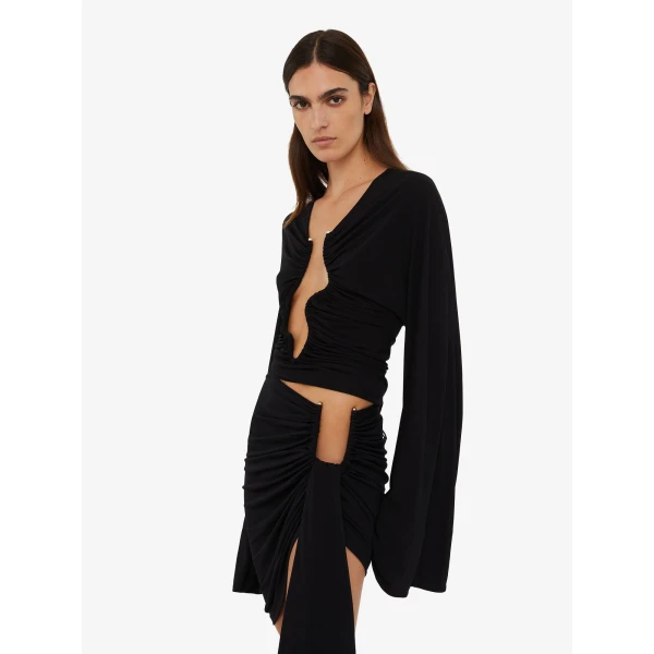 Christopher Esber Salacia Ruched Long Sleeve Top in Black | Long Sleeve | Luxury Shoes 