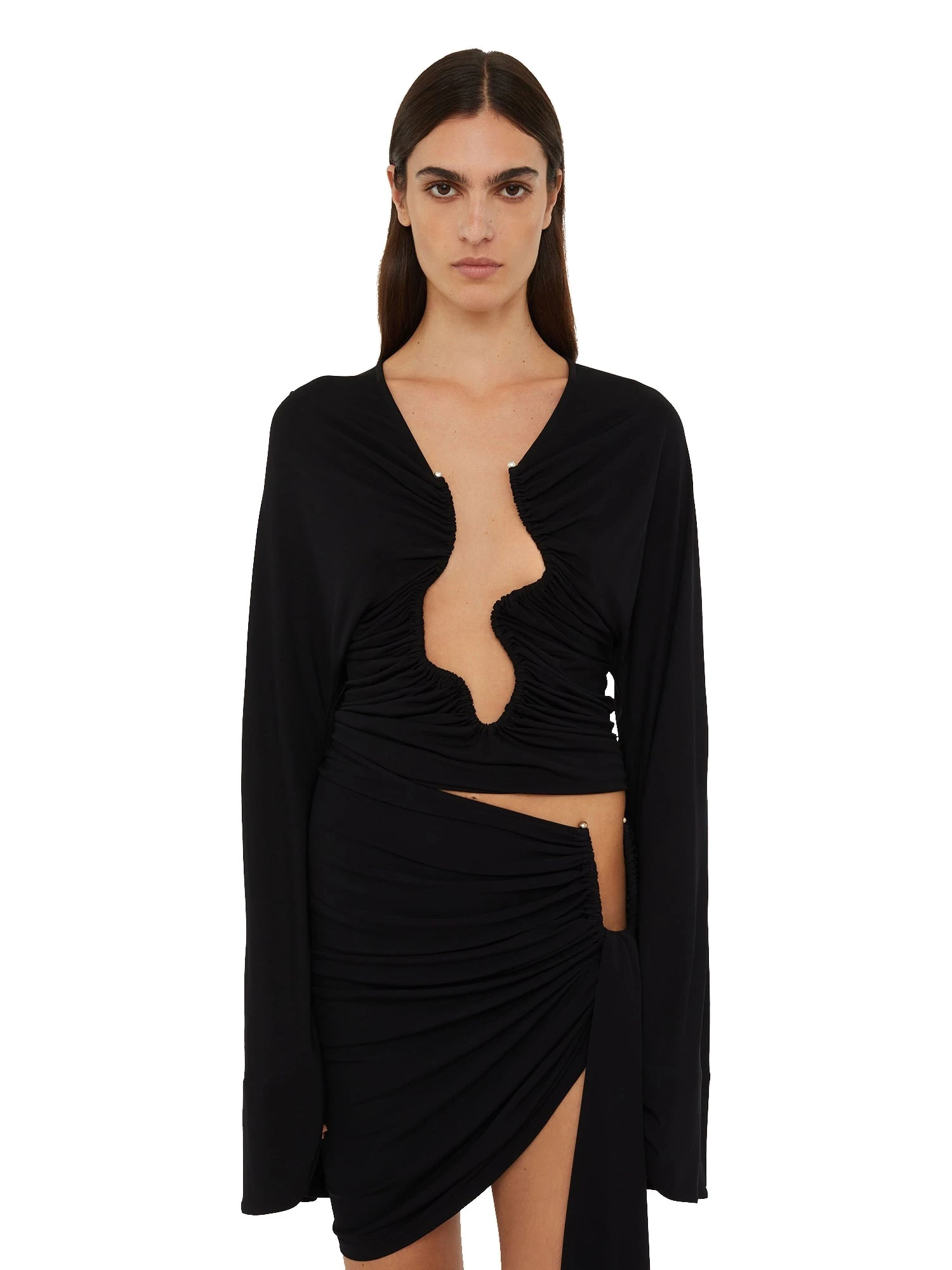 Christopher Esber Salacia Ruched Long Sleeve Top in Black Christopher Esber Salacia Ruched Long Sleeve Top in Black | Long Sleeve | Luxury Shoes