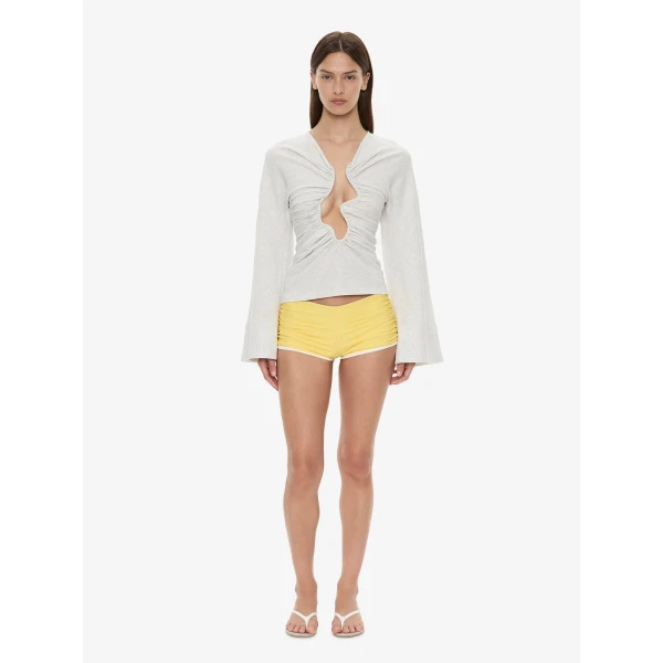 Christopher Esber Salacia Ruched Long Sleeve Top in Grey Marle | Long Sleeve | Luxury Shoes 