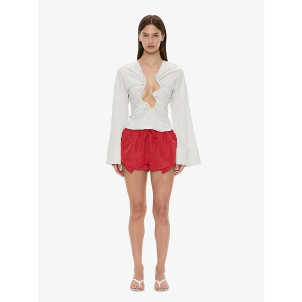 Christopher Esber Salacia Ruched Long Sleeve Top in Grey Marle | Long Sleeve | Luxury Shoes 