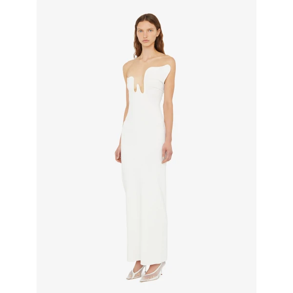Christopher Esber Salacia Wire Strapless Dress in White | Maxi Dresses | Luxury Shoes 