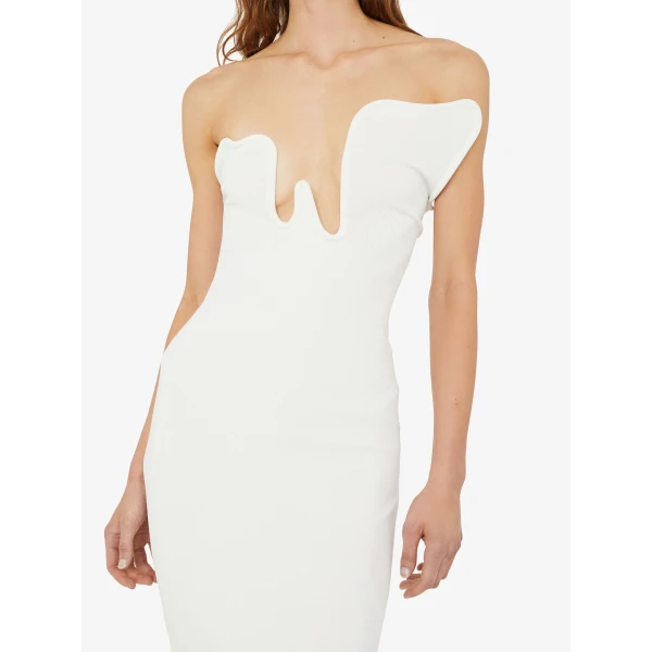Christopher Esber Salacia Wire Strapless Dress in White | Maxi Dresses | Luxury Shoes 
