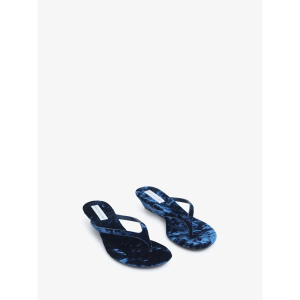 Christopher Esber Scala Velvet Wedge in Blue Enamel | Heels | Luxury Shoes 