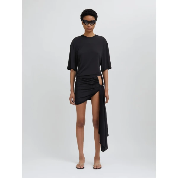Christopher Esber Side Cowl Waist Tee in Black | T-shirts | Luxury Shoes 