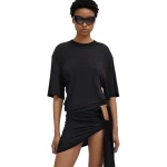 Christopher Esber Side Cowl Waist Tee in Black | T-shirts | Luxury Shoes 