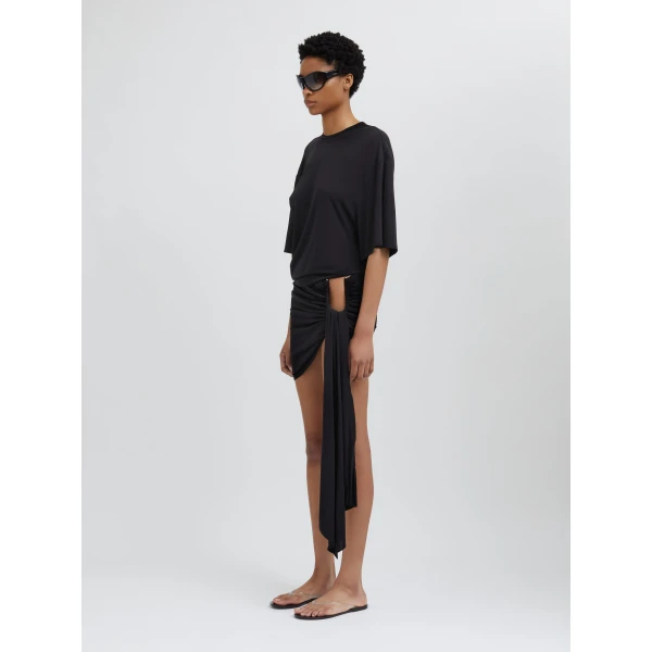 Christopher Esber Side Cowl Waist Tee in Black | T-shirts | Luxury Shoes 