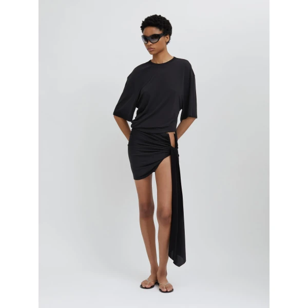 Christopher Esber Side Cowl Waist Tee in Black | T-shirts | Luxury Shoes 
