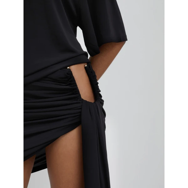 Christopher Esber Side Cowl Waist Tee in Black | T-shirts | Luxury Shoes 