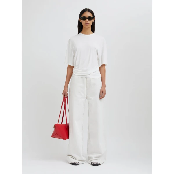 Christopher Esber Side Cowl Waist Tee in Milk | T-shirts | Luxury Shoes 