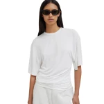 Christopher Esber Side Cowl Waist Tee in Milk | T-shirts | Luxury Shoes 