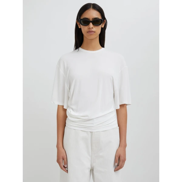 Christopher Esber Side Cowl Waist Tee in Milk | T-shirts | Luxury Shoes 